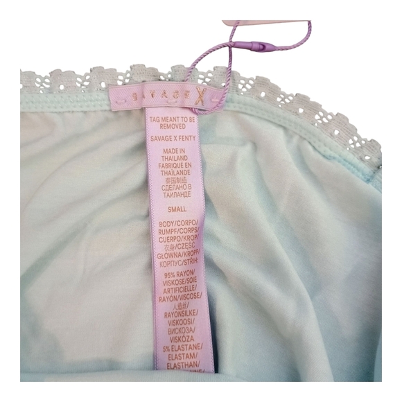 NWT Savage x Fenty A Peek Behind the Lace Cami Seashell Blue Size Small - Picture 4 of 4